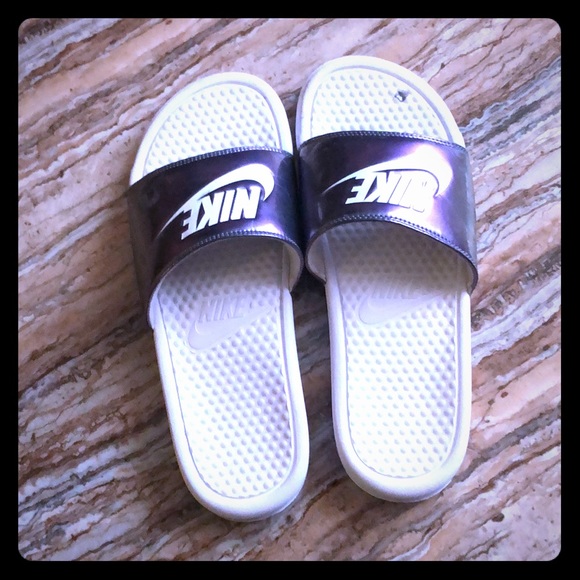 nike slides holographic